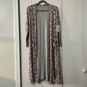 Duster cardigan with muted flower detail